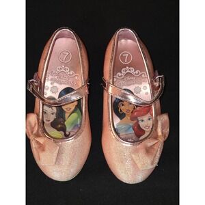 Disney Princess Pink Glitter Bow Heel Dress Up Shoes Girls‎ Size 7